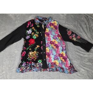 Caleesa Floral Patchwork Tunic Women XL Multicolor Excellent Embroidered Boho
